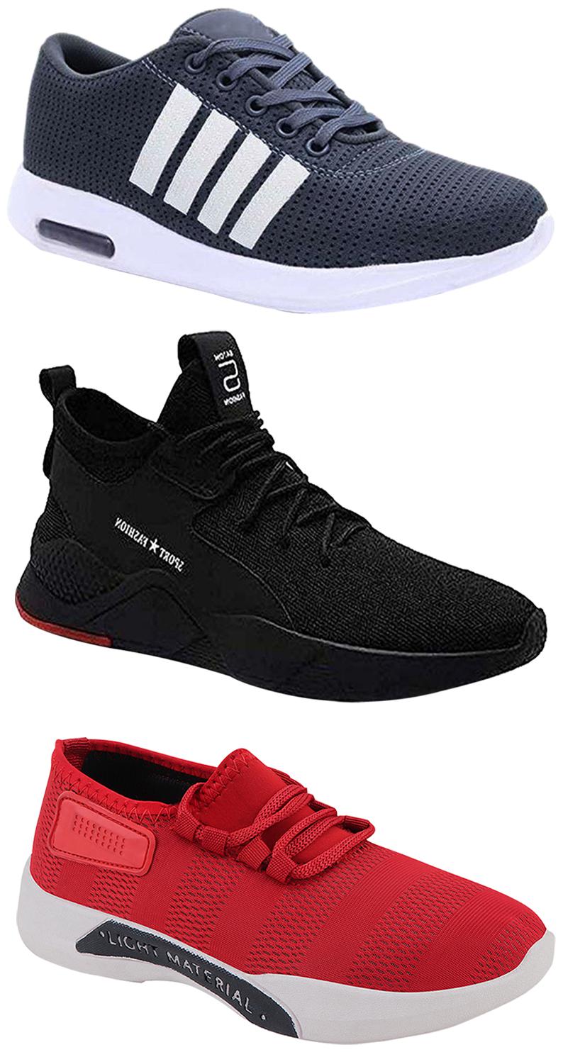 

Birde Men Multicolor Mesh Canvas Casual Sports Sneakers Runnning Shoes for Men s Boy s - UK7 (Combo of 3)