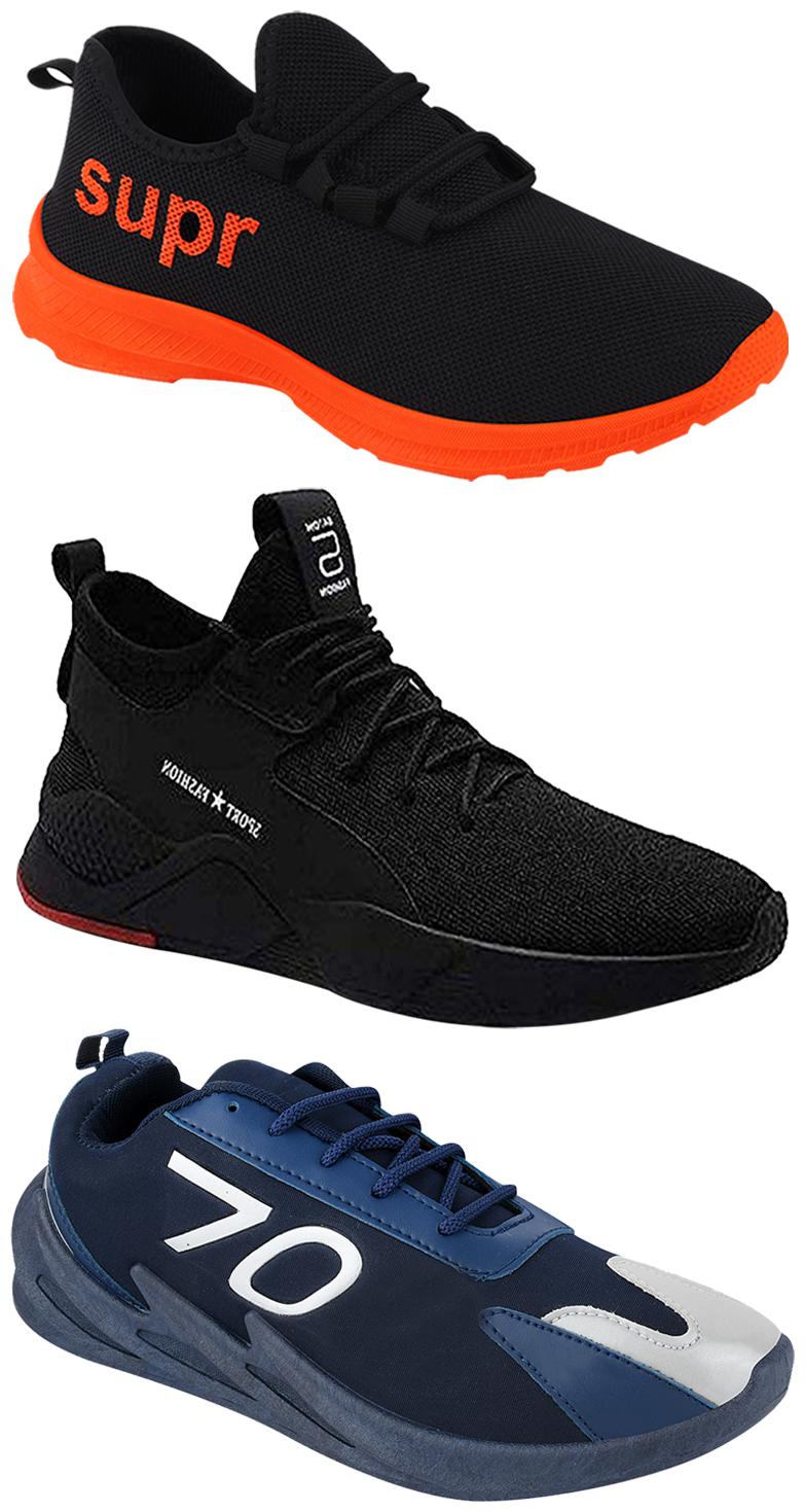 

Birde Men Multicolor Mesh Canvas Casual Sports Sneakers Runnning Shoes for Men s Boy s - UK8 (Combo of 3)