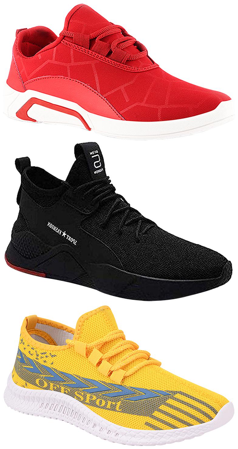 

Birde Men Multicolor Mesh Canvas Casual Sports Sneakers Runnning Shoes for Men s Boy s - UK7 (Combo of 3)