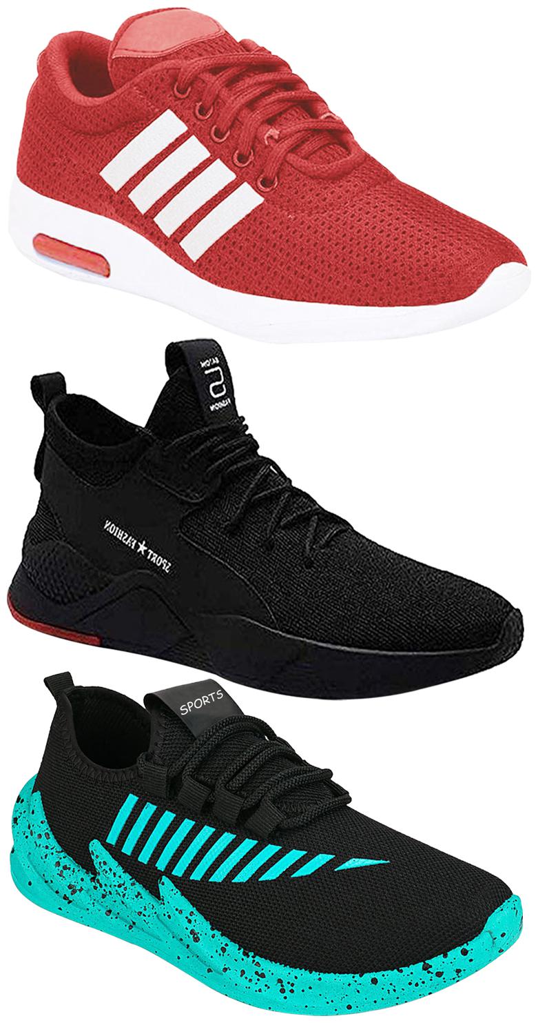 

Birde Men Multicolor Mesh Canvas Casual Sports Sneakers Runnning Shoes for Men s Boy s - UK9 (Combo of 3)