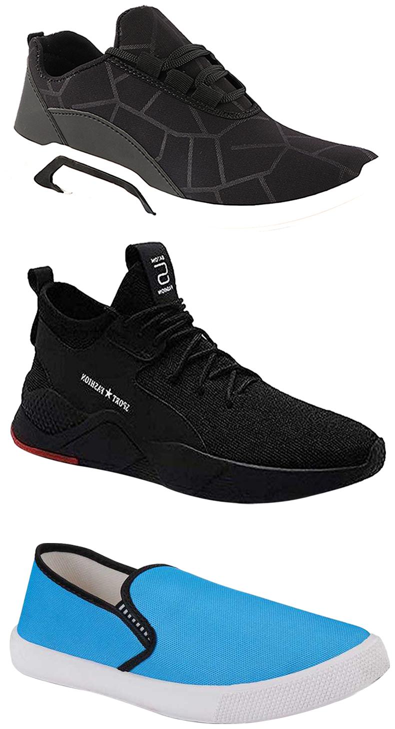 

Birde Men Multicolor Mesh Canvas Casual Sports Sneakers Runnning Shoes for Men s Boy s - UK6 (Combo of 3)