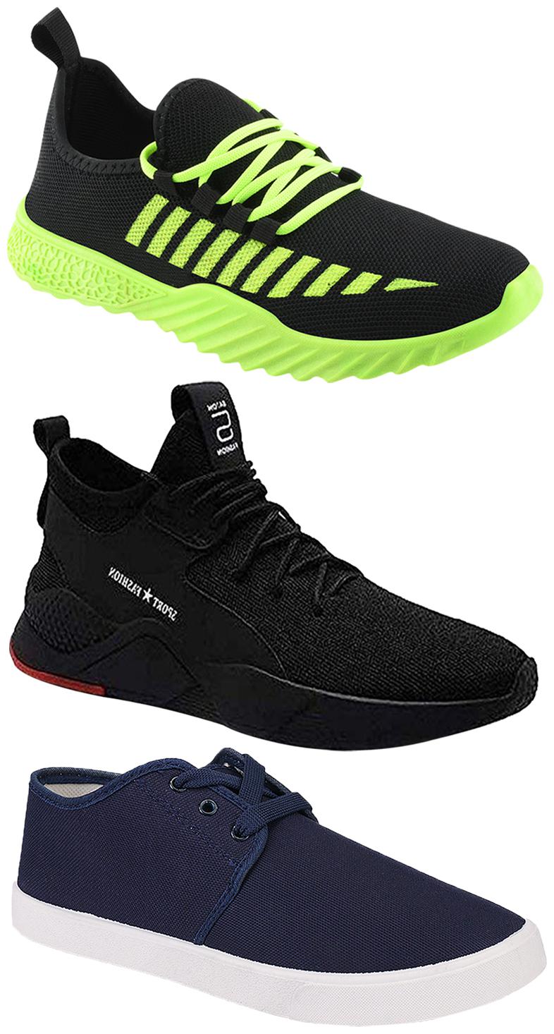 

Birde Men Multicolor Mesh Canvas Casual Sports Sneakers Runnning Shoes for Men s Boy s - UK9 (Combo of 3)