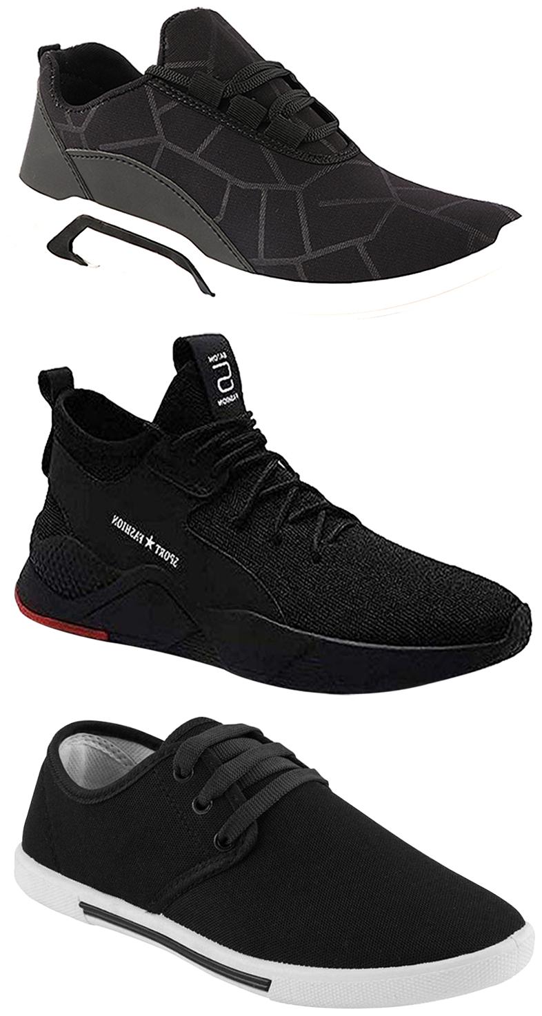 

Birde Men Multicolor Mesh Canvas Casual Sports Sneakers Runnning Shoes for Men s Boy s - UK6 (Combo of 3)