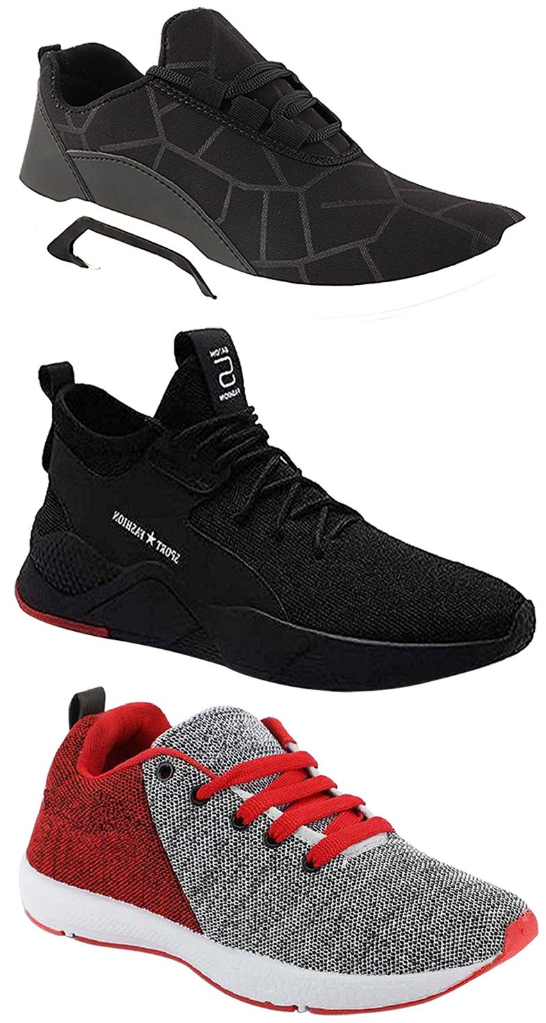 

Birde Men Multicolor Mesh Canvas Casual Sports Sneakers Runnning Shoes for Men s Boy s - UK6 (Combo of 3)