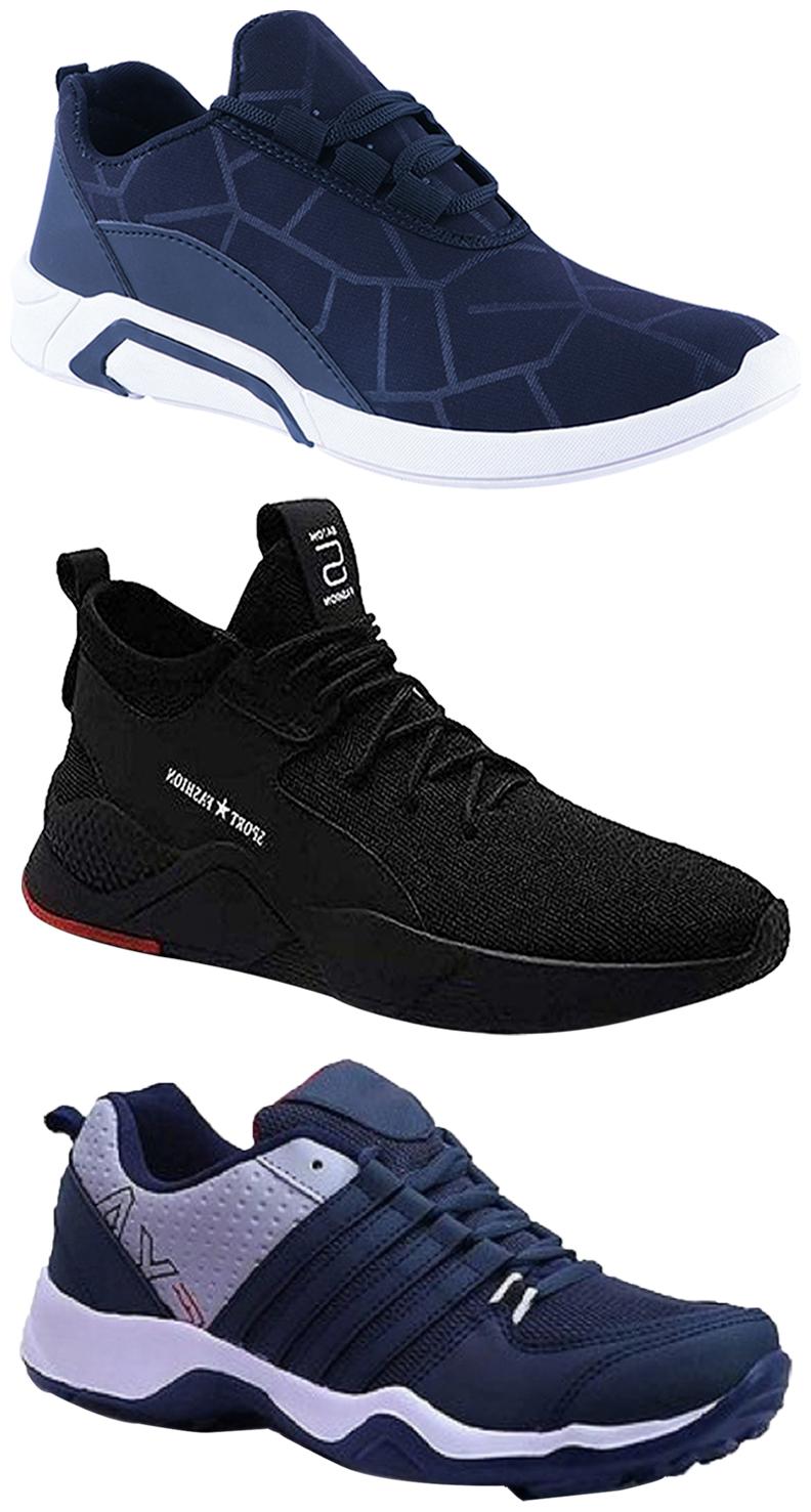 

Birde Men Multicolor Mesh Canvas Casual Sports Sneakers Runnning Shoes for Men s Boy s - UK9 (Combo of 3)