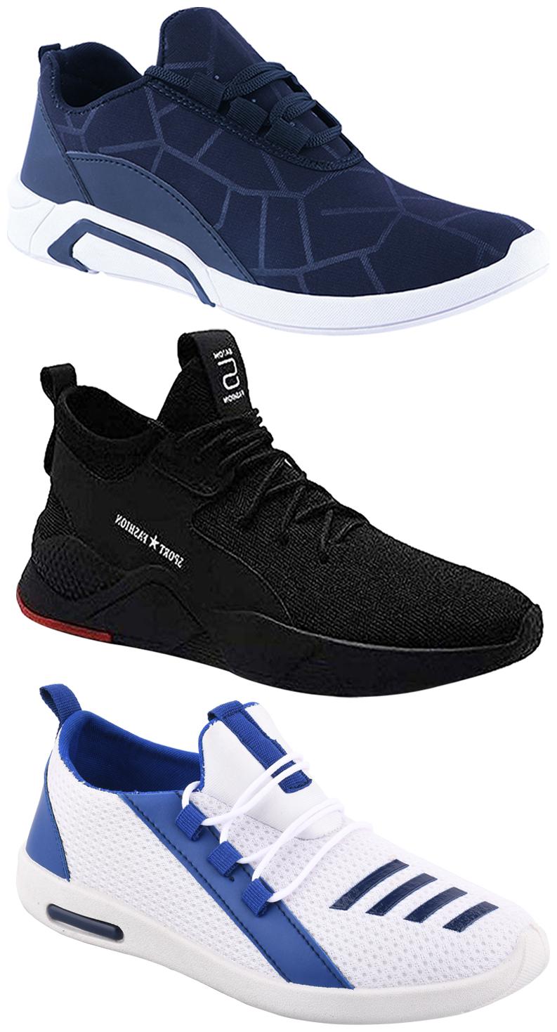 

Birde Men Multicolor Mesh Canvas Casual Sports Sneakers Runnning Shoes for Men s Boy s - UK7 (Combo of 3)