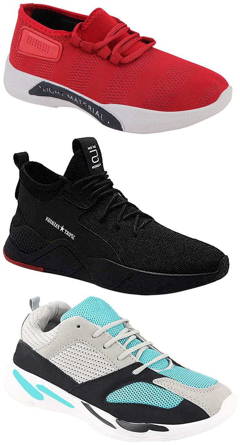 

Birde Men Multicolor Mesh Canvas Casual Sports Sneakers Runnning Shoes for Men s Boy s - UK7 (Combo of 3)