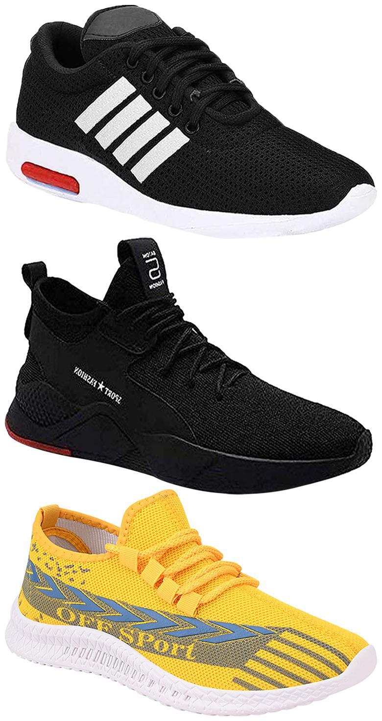 

Birde Men Multicolor Mesh Canvas Casual Sports Sneakers Runnning Shoes for Men s Boy s - UK8 (Combo of 3)