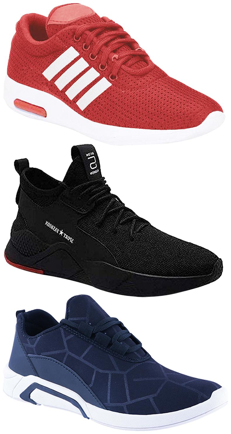 

Birde Men Multicolor Mesh Canvas Casual Sports Sneakers Runnning Shoes for Men s Boy s - UK6 (Combo of 3)