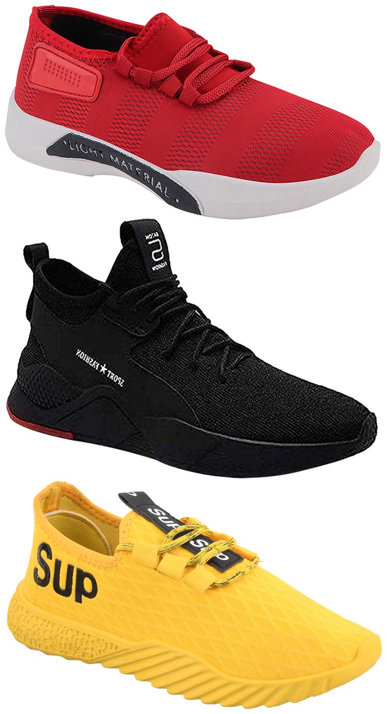 

Birde Men Multicolor Mesh Canvas Casual Sports Sneakers Runnning Shoes for Men s Boy s - UK7 (Combo of 3)