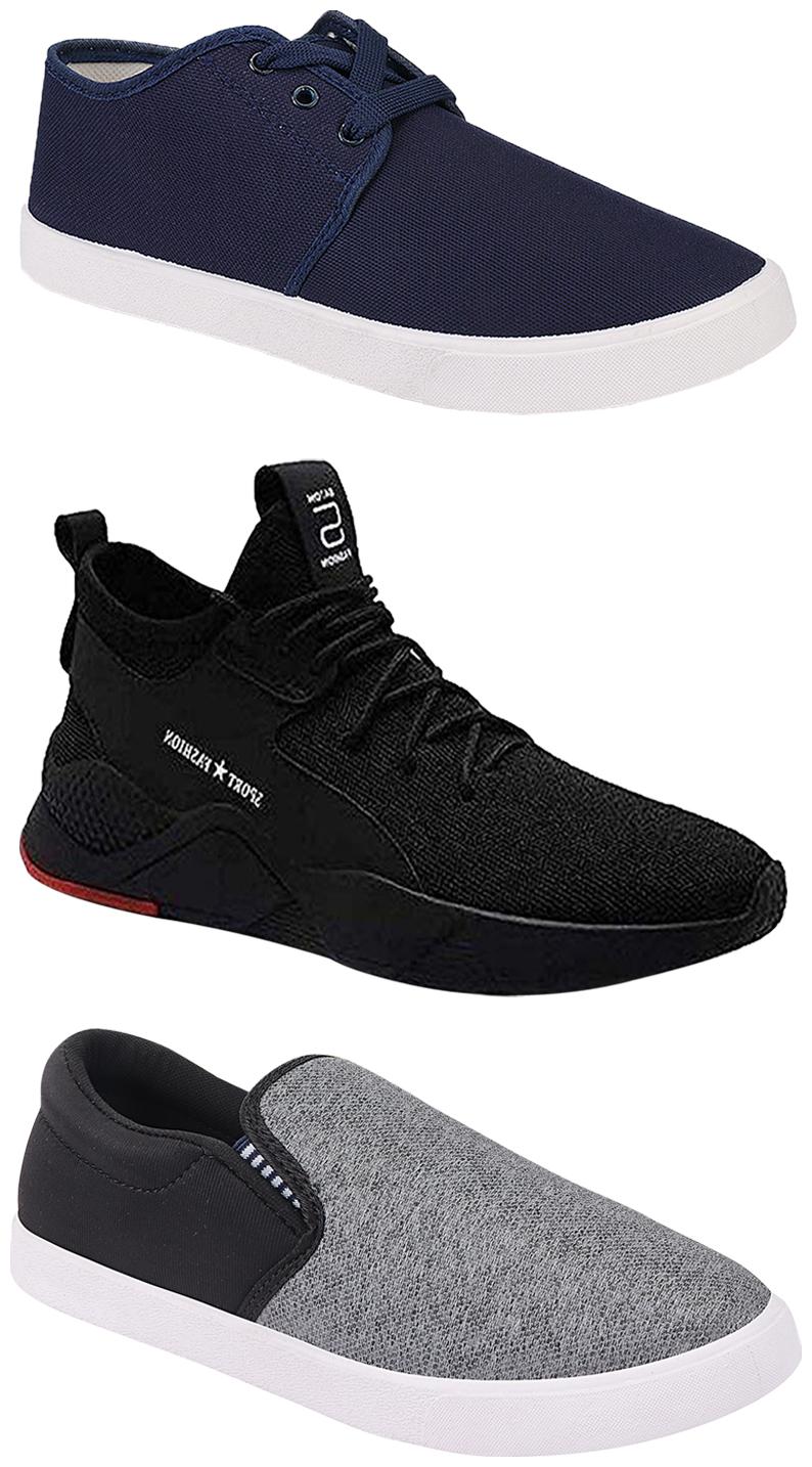 

Birde Men Multicolor Mesh Canvas Casual Sports Sneakers Runnning Shoes for Men s Boy s - UK9 (Combo of 3)