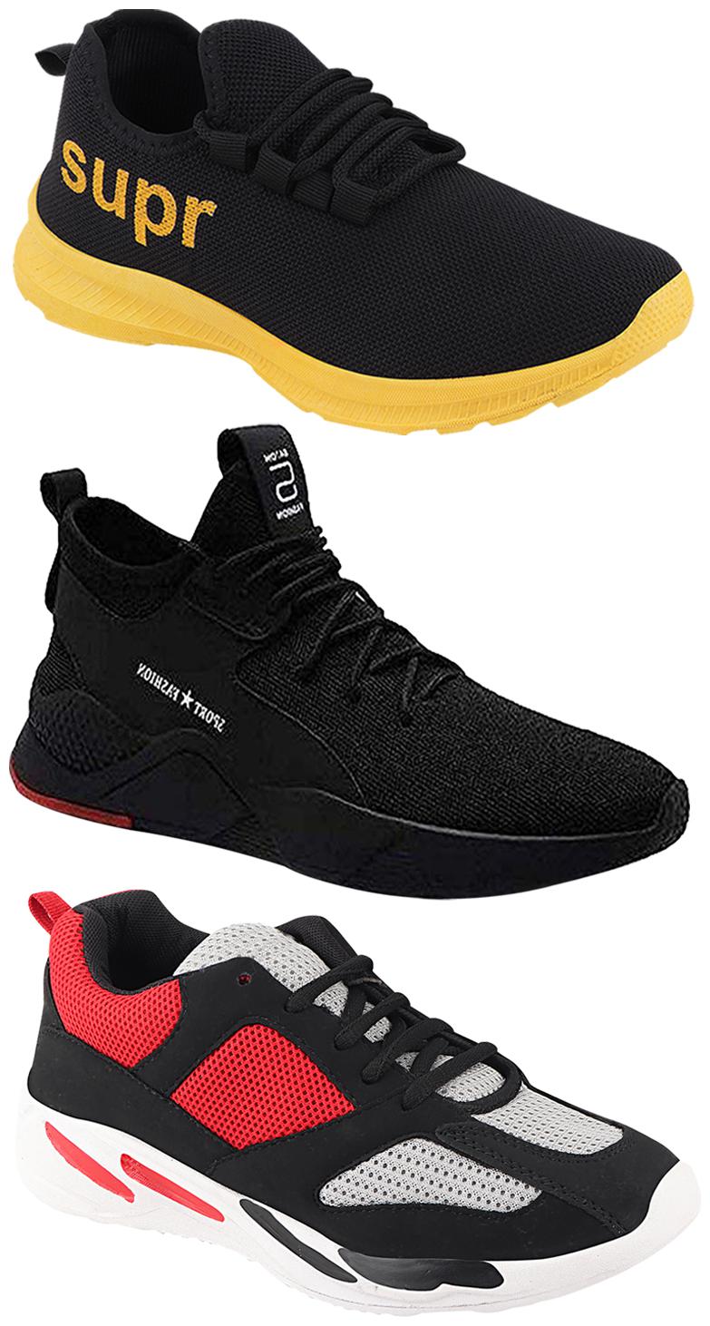 

Birde Men Multicolor Mesh Canvas Casual Sports Sneakers Runnning Shoes for Men s Boy s - UK9 (Combo of 3)