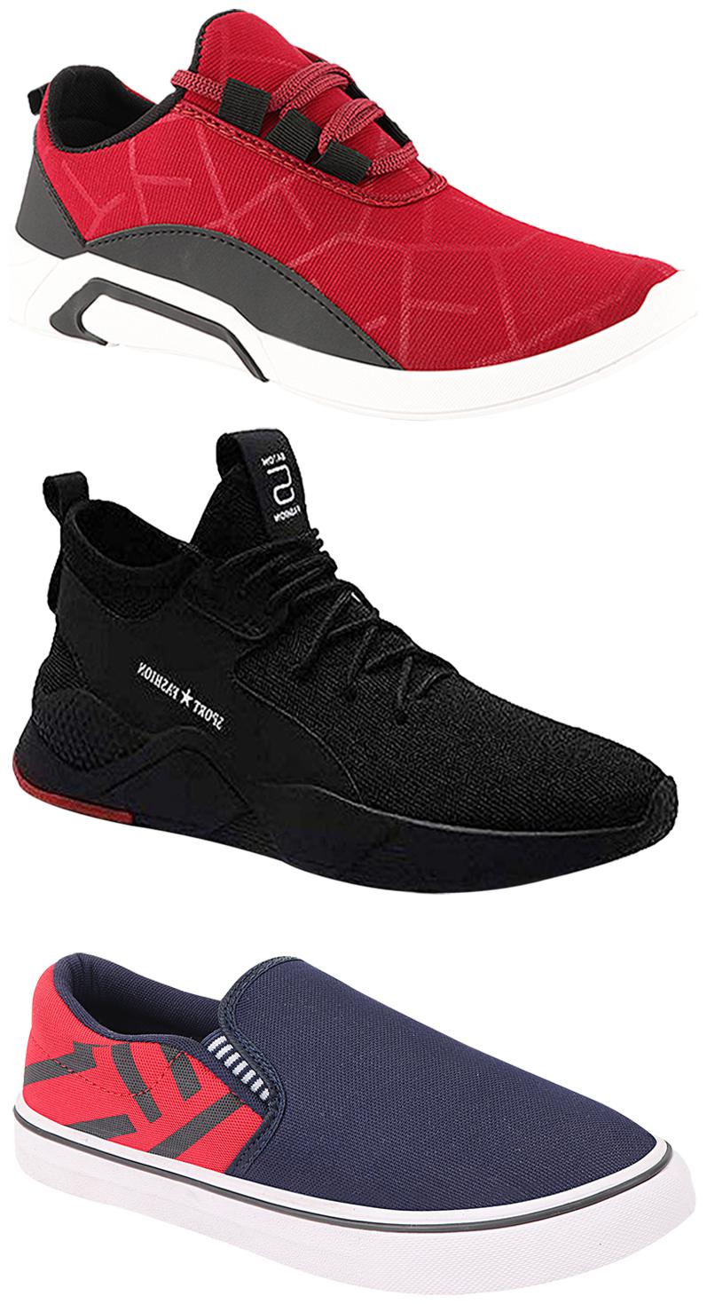

Birde Men Multicolor Mesh Canvas Casual Sports Sneakers Runnning Shoes for Men s Boy s - UK6 (Combo of 3)