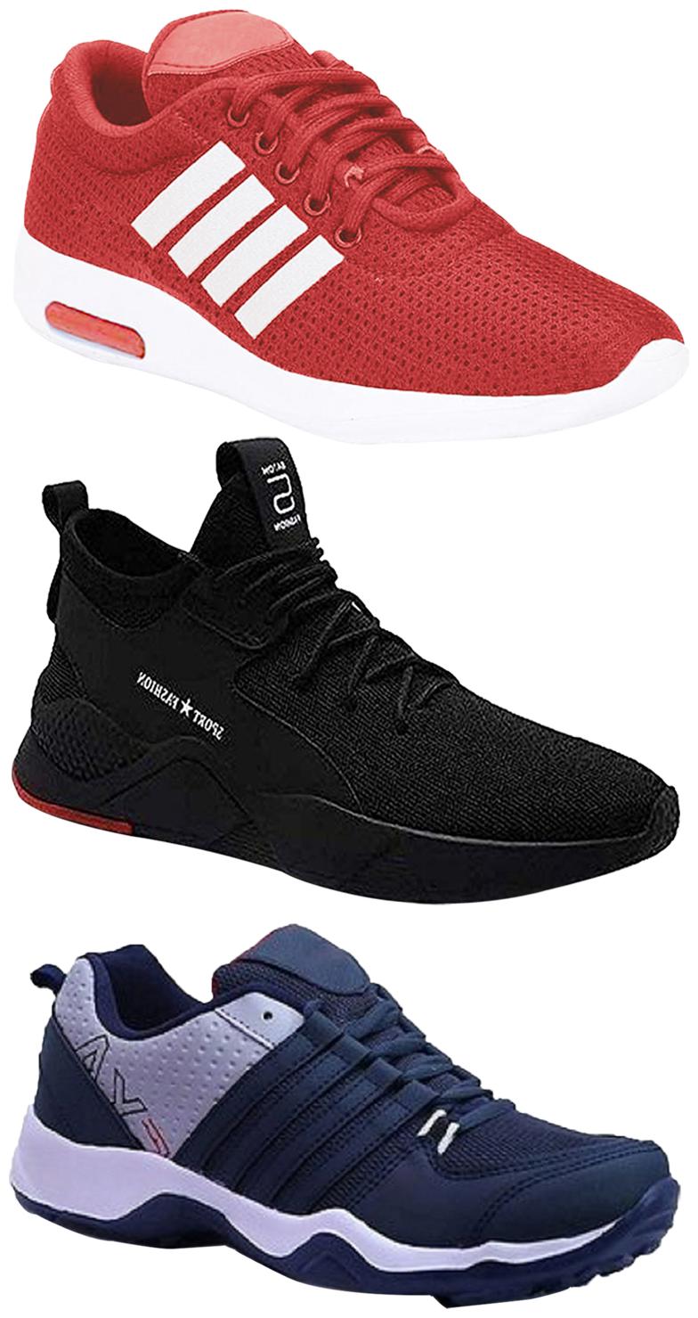 

Birde Men Multicolor Mesh Canvas Casual Sports Sneakers Runnning Shoes for Men s Boy s - UK7 (Combo of 3)