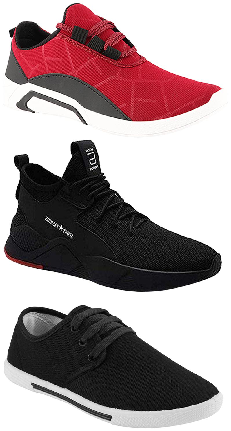 

Birde Men Multicolor Mesh Canvas Casual Sports Sneakers Runnning Shoes for Men s Boy s - UK9 (Combo of 3)