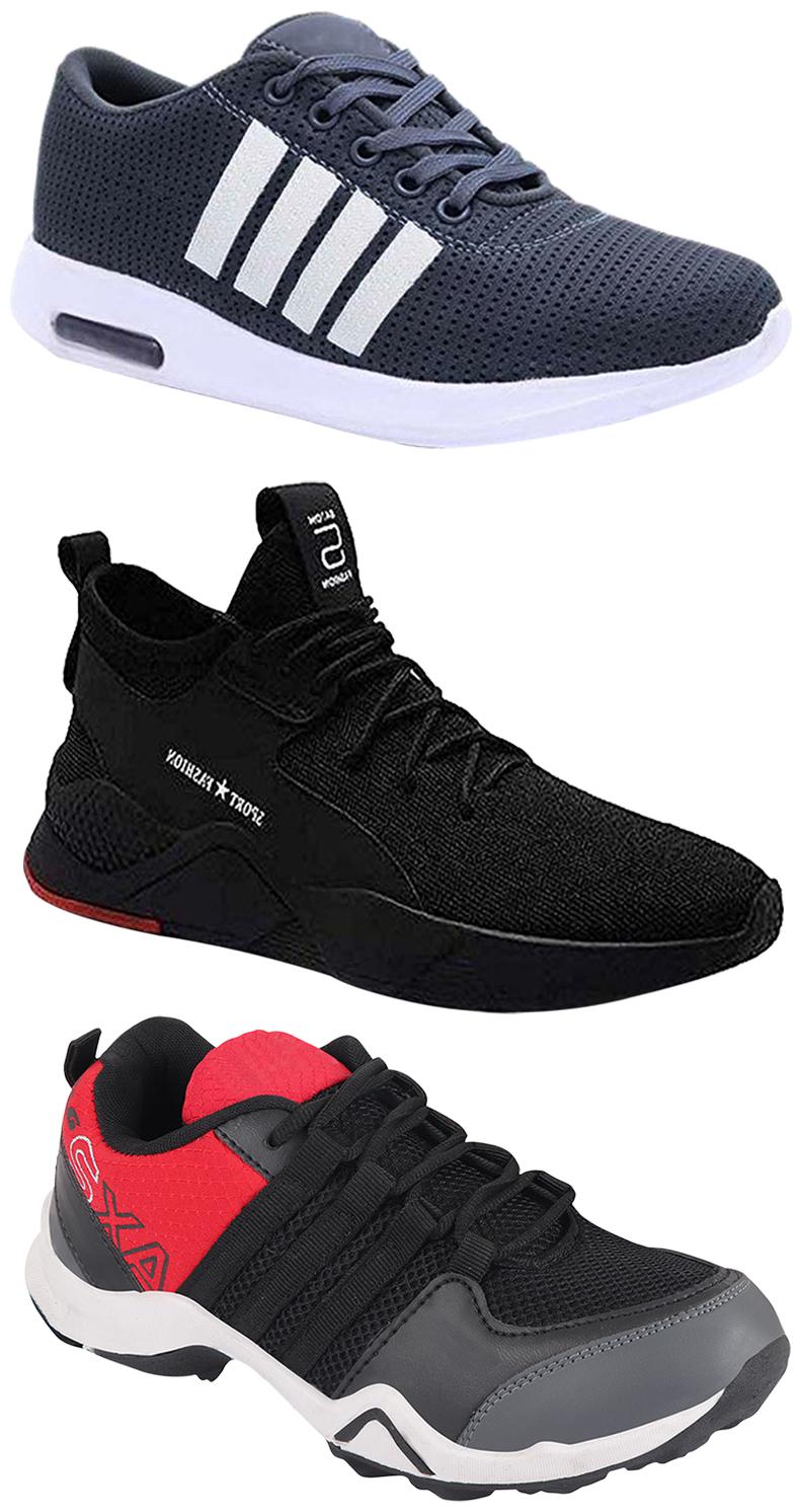 

Birde Men Multicolor Mesh Canvas Casual Sports Sneakers Runnning Shoes for Men s Boy s - UK10 (Combo of 3)