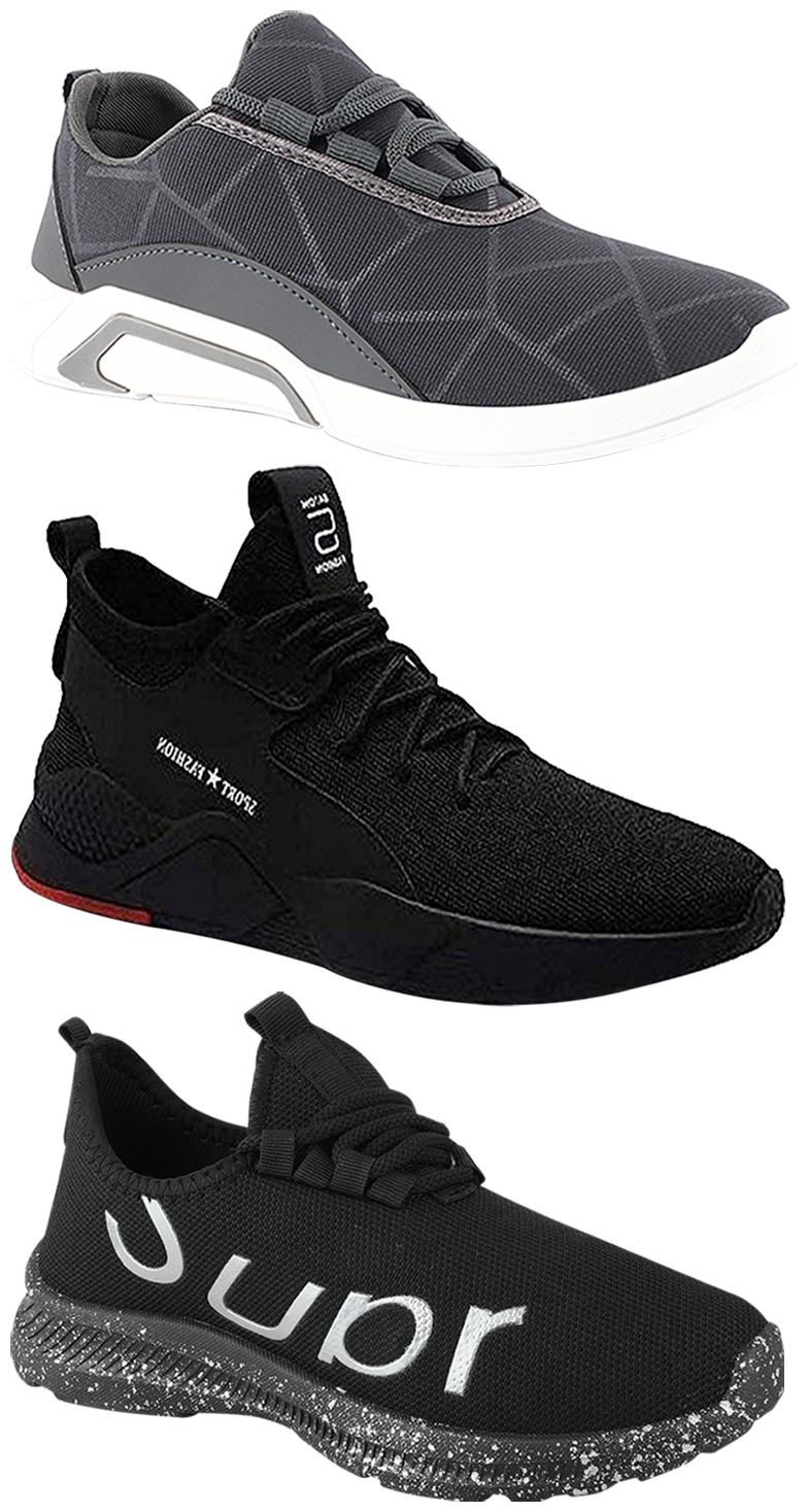 

Birde Men Multicolor Mesh Canvas Casual Sports Sneakers Runnning Shoes for Men s Boy s - UK8 (Combo of 3)