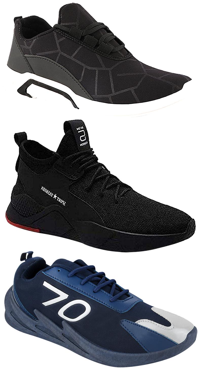 

Birde Men Multicolor Mesh Canvas Casual Sports Sneakers Runnning Shoes for Men s Boy s - UK10 (Combo of 3)