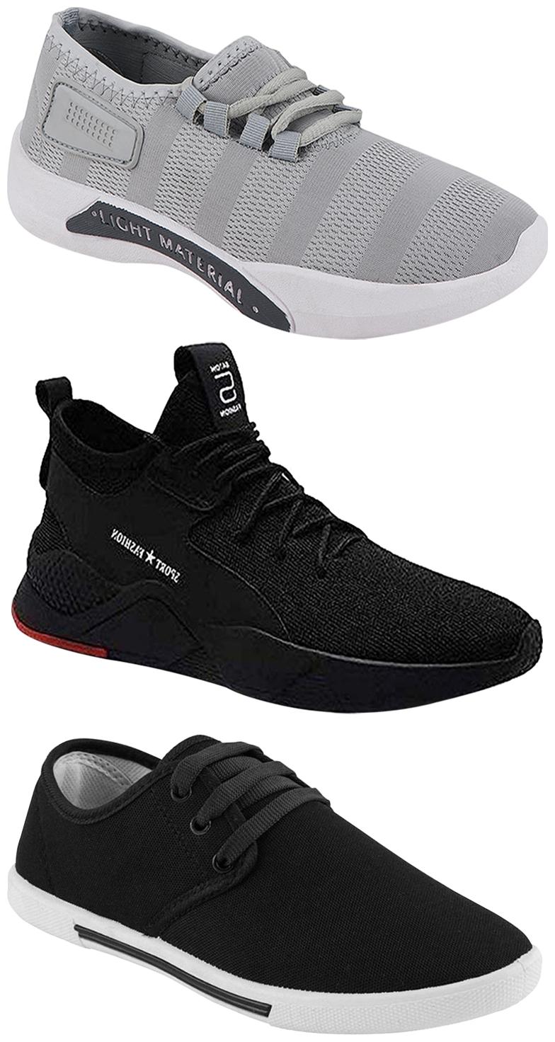 

Birde Men Multicolor Mesh Canvas Casual Sports Sneakers Runnning Shoes for Men s Boy s - UK10 (Combo of 3)