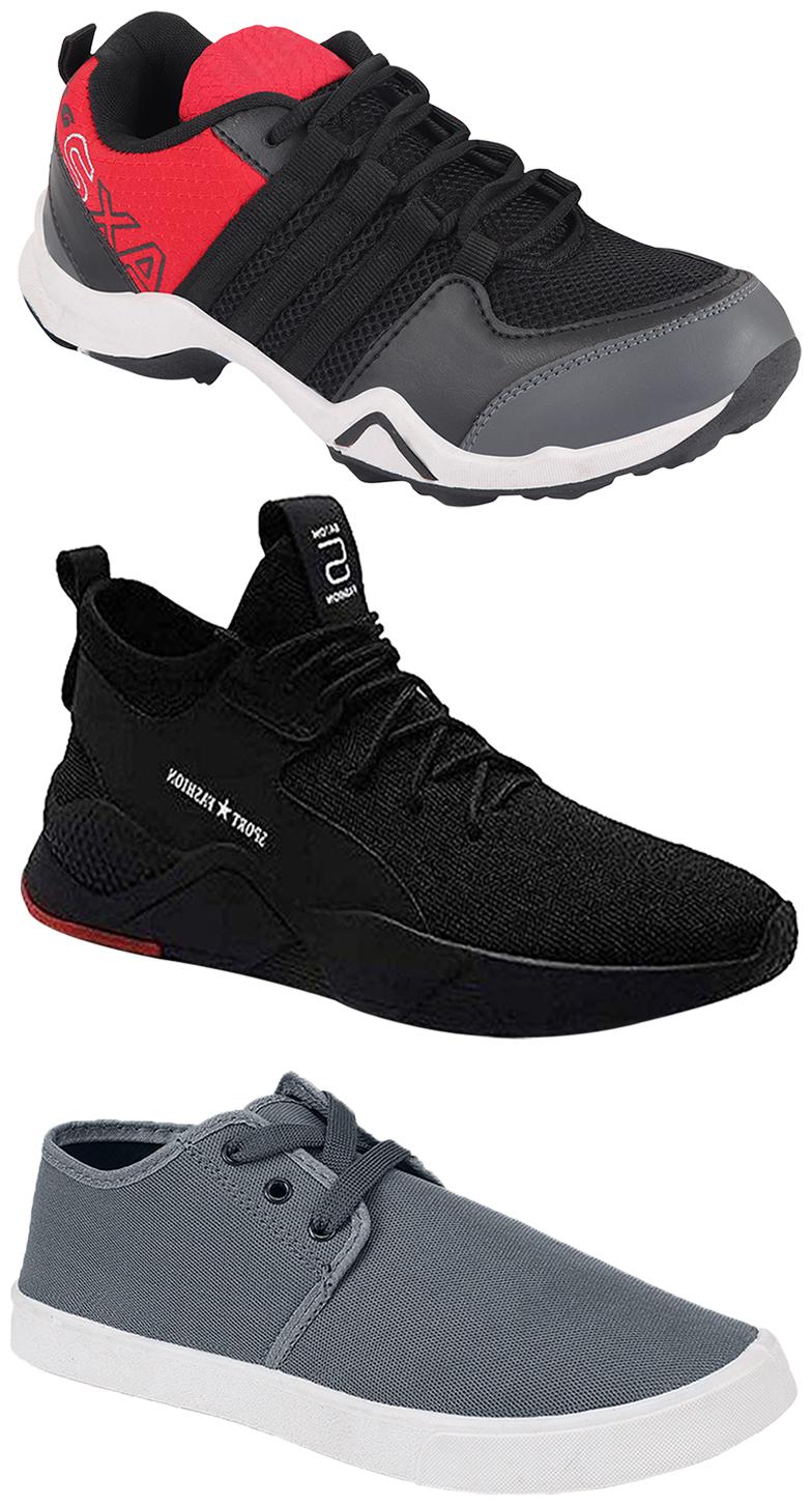 

Birde Men Multicolor Mesh Canvas Casual Sports Sneakers Runnning Shoes for Men s Boy s - UK7 (Combo of 3)