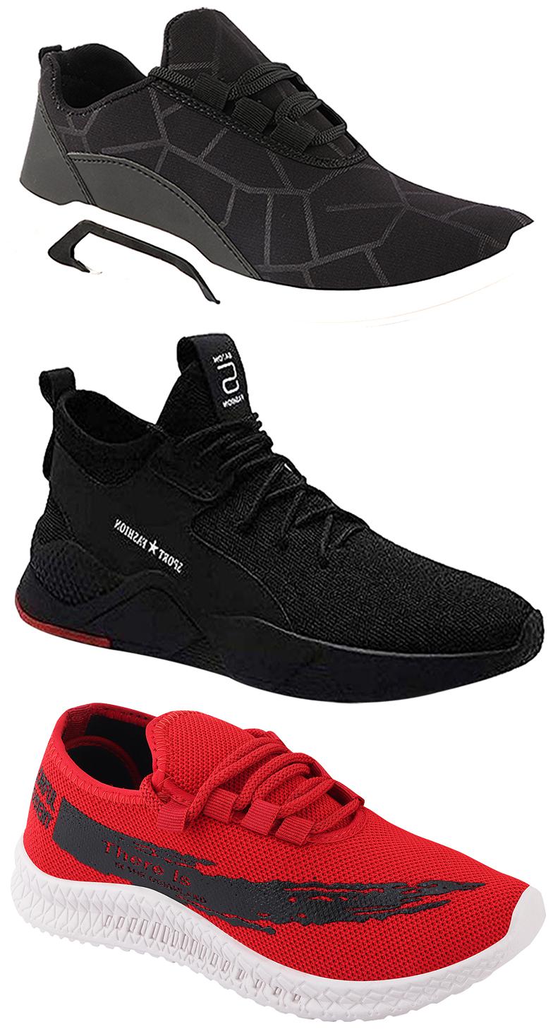 

Birde Men Multicolor Mesh Canvas Casual Sports Sneakers Runnning Shoes for Men s Boy s - UK10 (Combo of 3)