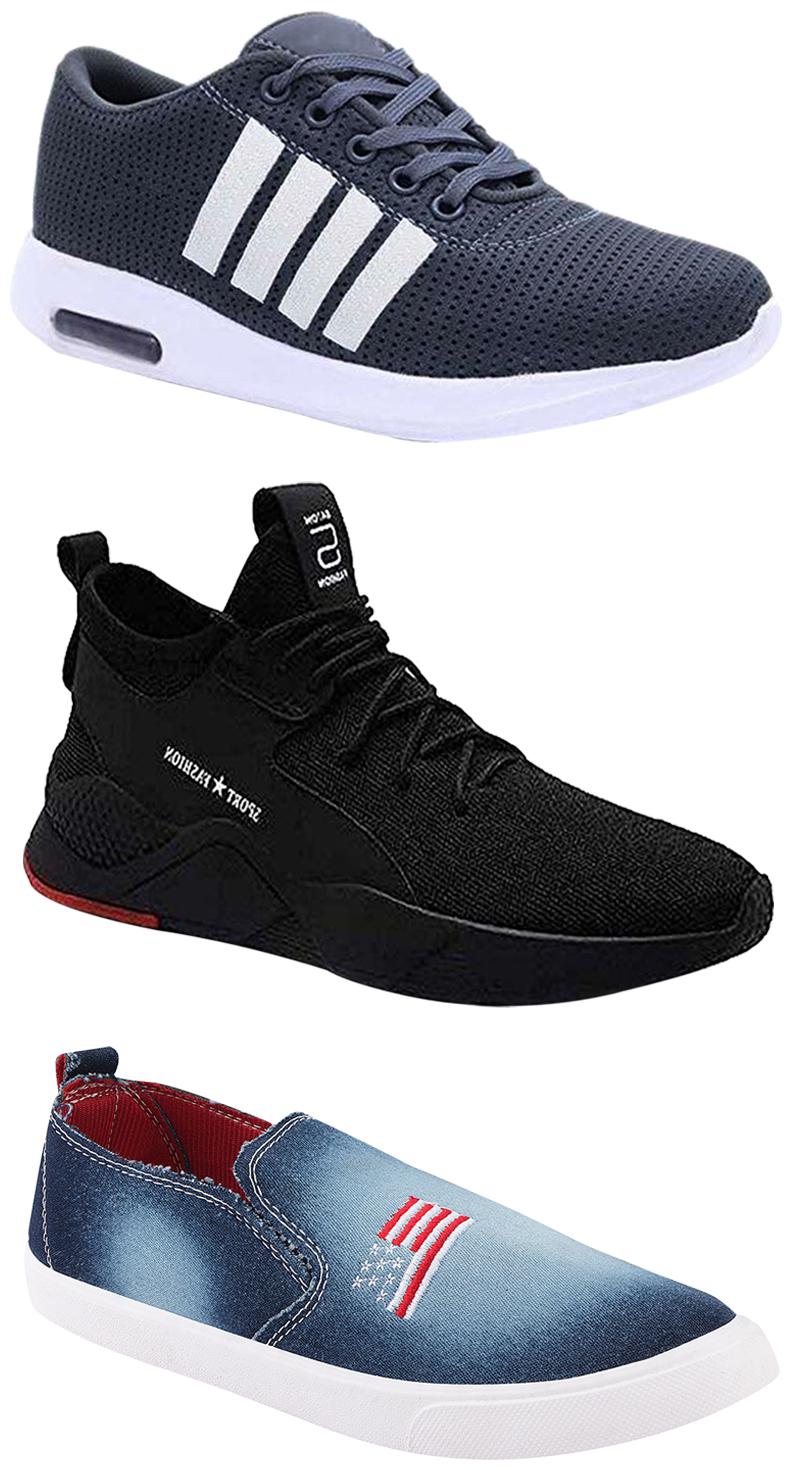 

Birde Men Multicolor Mesh Canvas Casual Sports Sneakers Runnning Shoes for Men s Boy s - UK10 (Combo of 3)