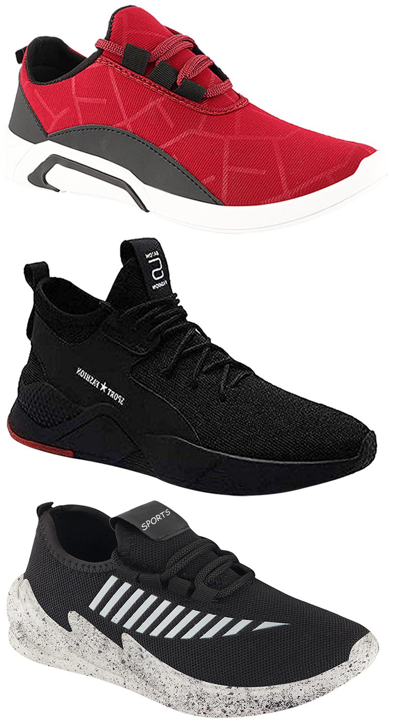 

Birde Men Multicolor Mesh Canvas Casual Sports Sneakers Runnning Shoes for Men s Boy s - UK6 (Combo of 3)