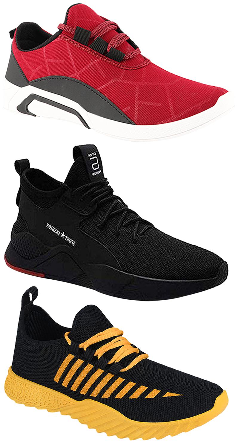 

Birde Men Multicolor Mesh Canvas Casual Sports Sneakers Runnning Shoes for Men s Boy s - UK6 (Combo of 3)