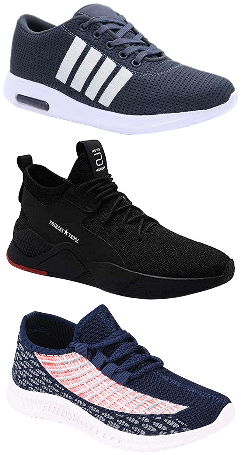 

Birde Men Multicolor Mesh Canvas Casual Sports Sneakers Runnning Shoes for Men s Boy s - UK7 (Combo of 3)