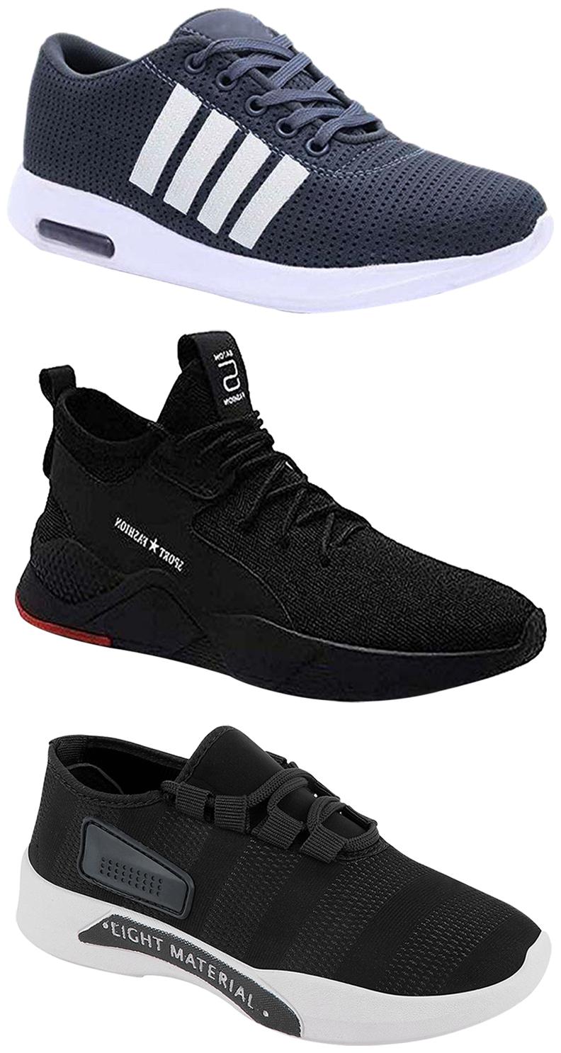 

Birde Men Multicolor Mesh Canvas Casual Sports Sneakers Runnning Shoes for Men s Boy s - UK10 (Combo of 3)