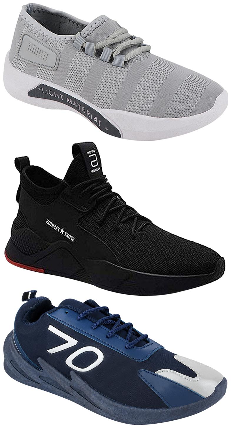 

Birde Men Multicolor Mesh Canvas Casual Sports Sneakers Runnning Shoes for Men s Boy s - UK7 (Combo of 3)
