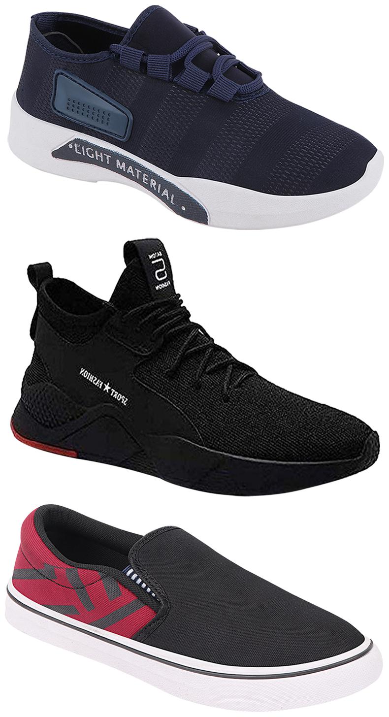 

Birde Men Multicolor Mesh Canvas Casual Sports Sneakers Runnning Shoes for Men s Boy s - UK7 (Combo of 3)