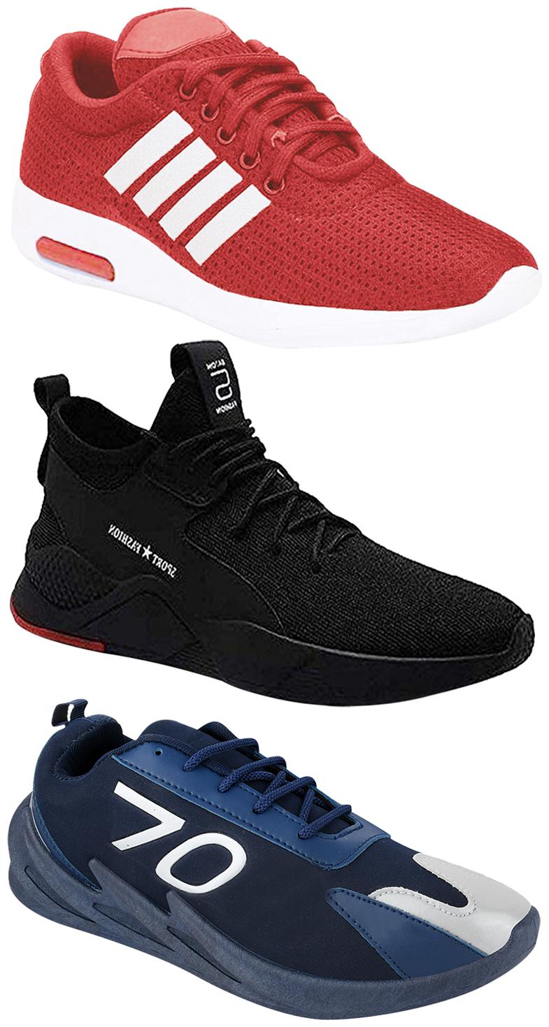 

Birde Men Multicolor Mesh Canvas Casual Sports Sneakers Runnning Shoes for Men s Boy s - UK10 (Combo of 3)
