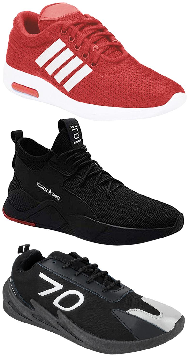 

Birde Men Multicolor Mesh Canvas Casual Sports Sneakers Runnning Shoes for Men s Boy s - UK9 (Combo of 3)