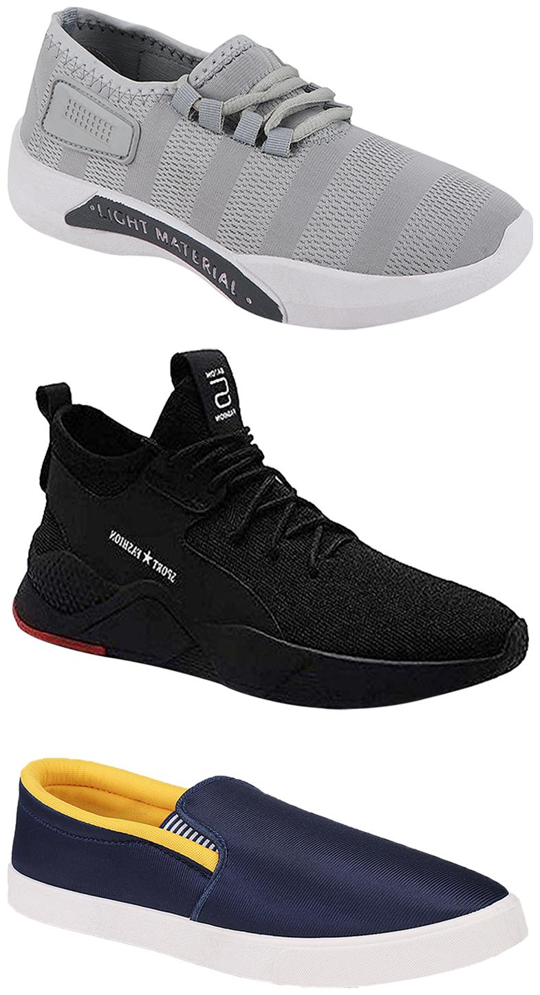 

Birde Men Multicolor Mesh Canvas Casual Sports Sneakers Runnning Shoes for Men s Boy s - UK8 (Combo of 3)