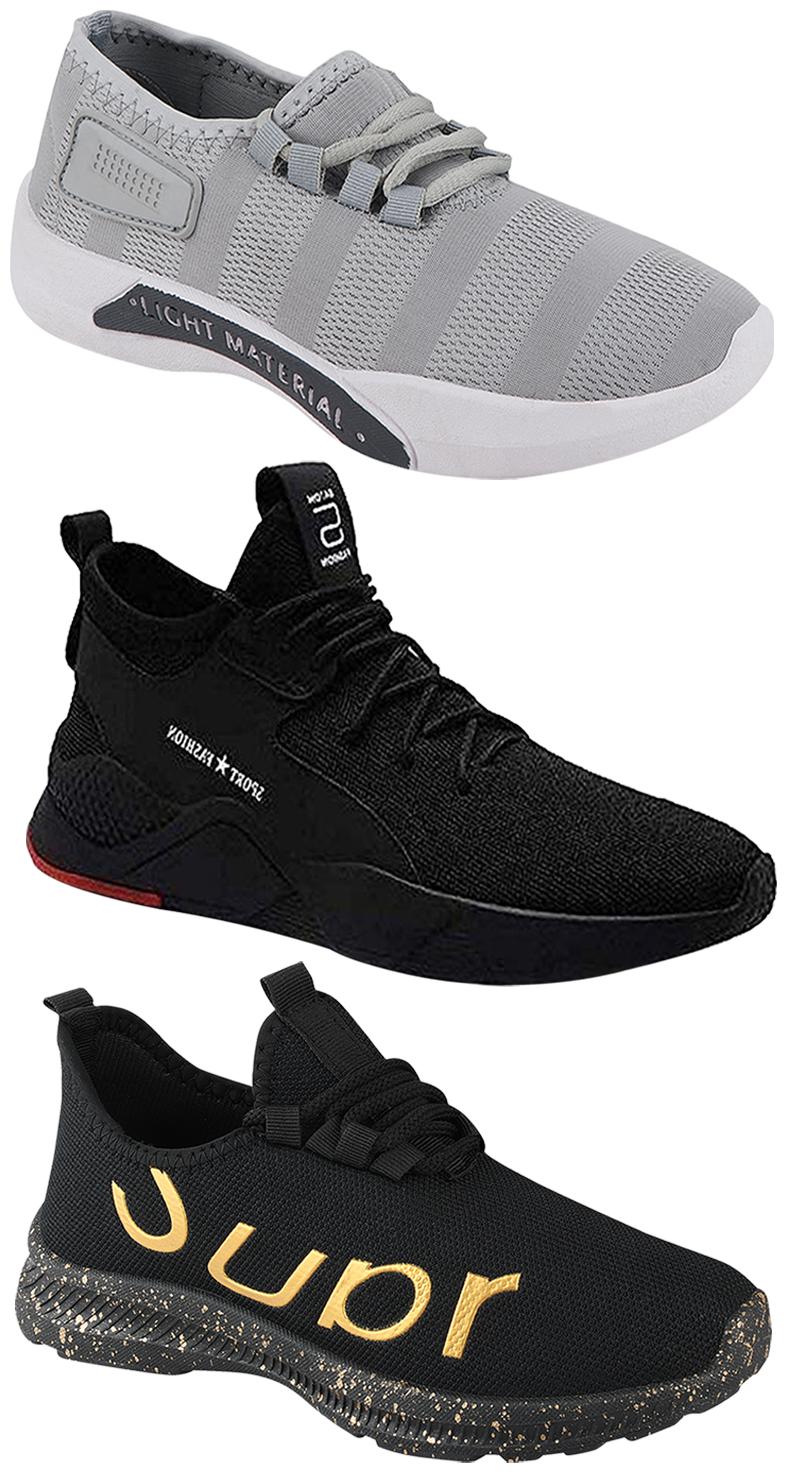 

Birde Men Multicolor Mesh Canvas Casual Sports Sneakers Runnning Shoes for Men s Boy s - UK10 (Combo of 3)