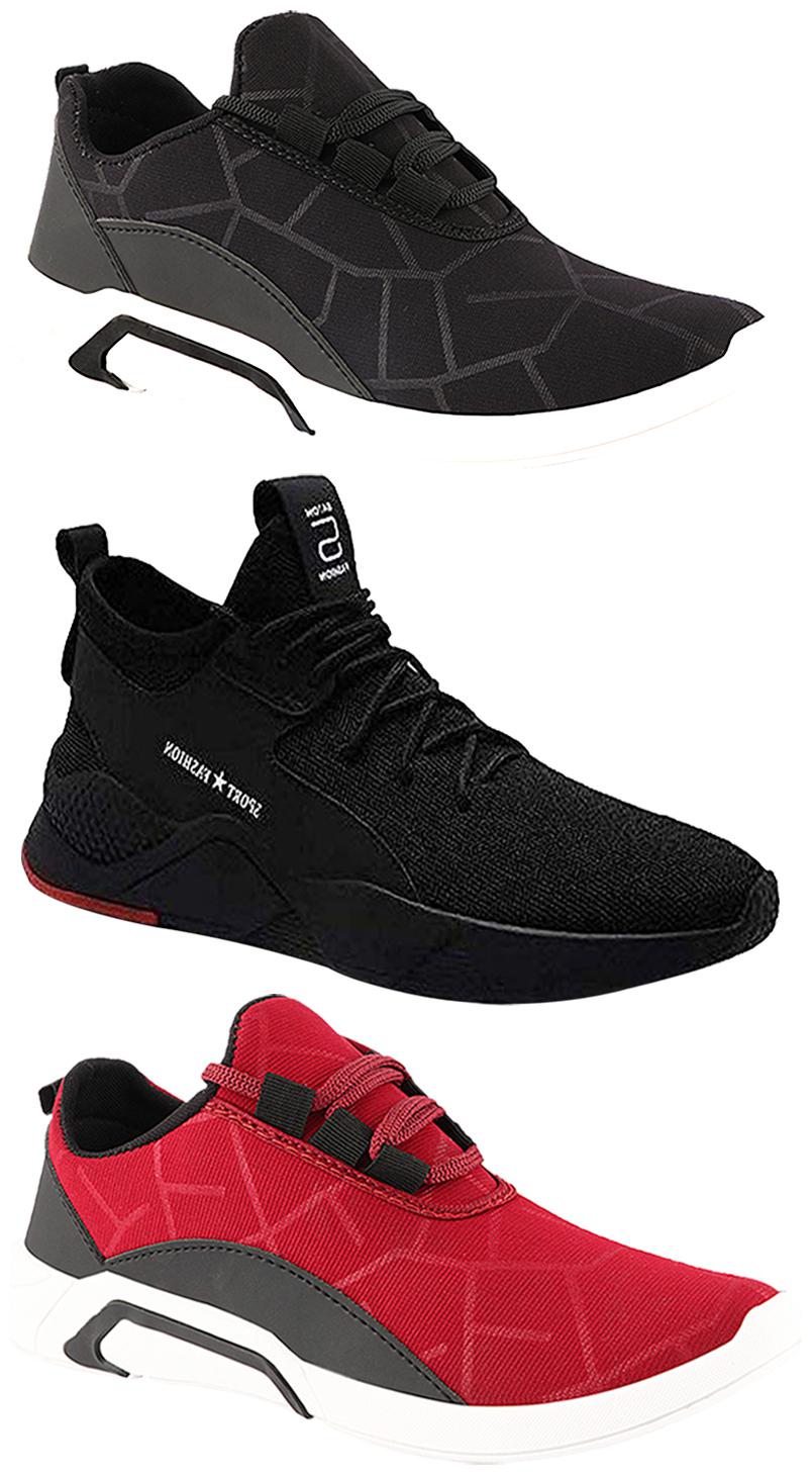 

Birde Men Multicolor Mesh Canvas Casual Sports Sneakers Runnning Shoes for Men s Boy s - UK10 (Combo of 3)