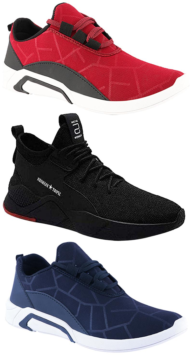 

Birde Men Multicolor Mesh Canvas Casual Sports Sneakers Runnning Shoes for Men s Boy s - UK9 (Combo of 3)