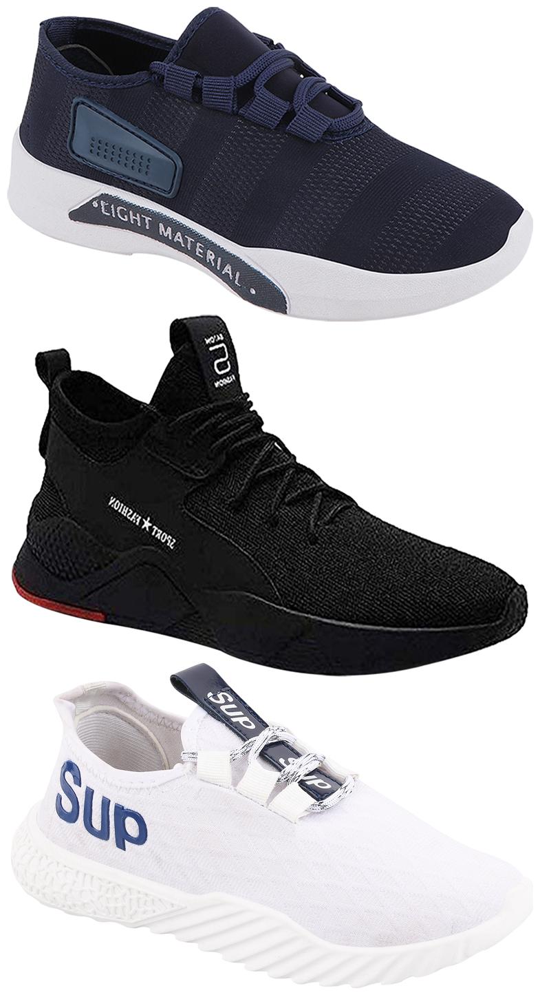 

Birde Men Multicolor Mesh Canvas Casual Sports Sneakers Runnning Shoes for Men s Boy s - UK8 (Combo of 3)