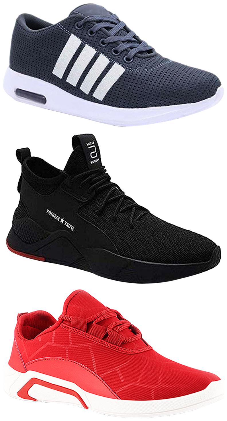 

Birde Men Multicolor Mesh Canvas Casual Sports Sneakers Runnning Shoes for Men s Boy s - UK9 (Combo of 3)