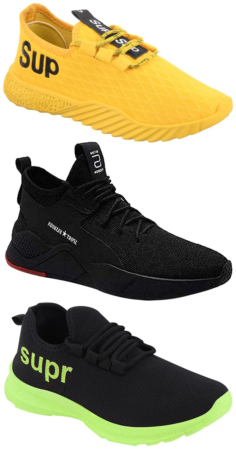 

Birde Men Multicolor Mesh Canvas Casual Sports Sneakers Runnning Shoes for Men s Boy s - UK8 (Combo of 3)