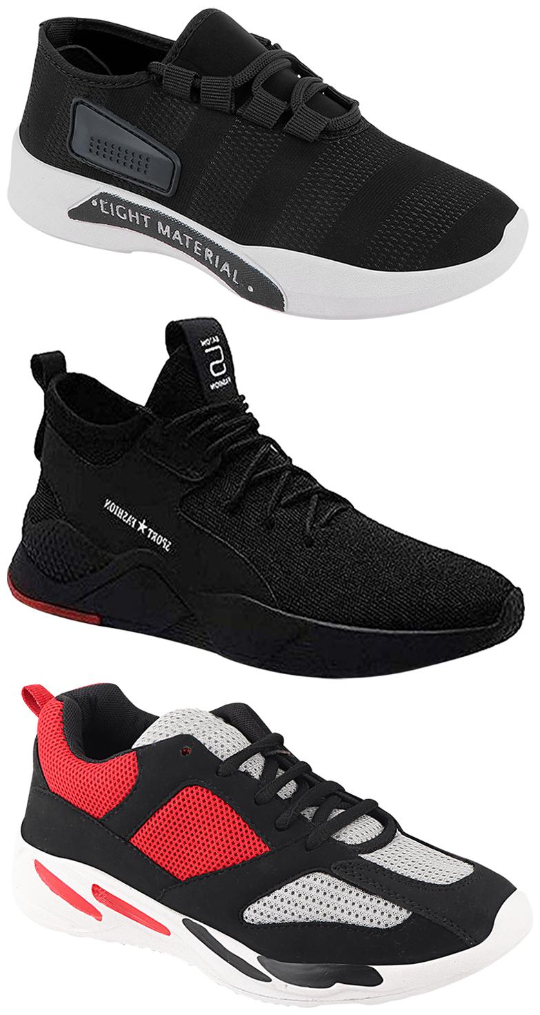 

Birde Men Multicolor Mesh Canvas Casual Sports Sneakers Runnning Shoes for Men s Boy s - UK9 (Combo of 3)