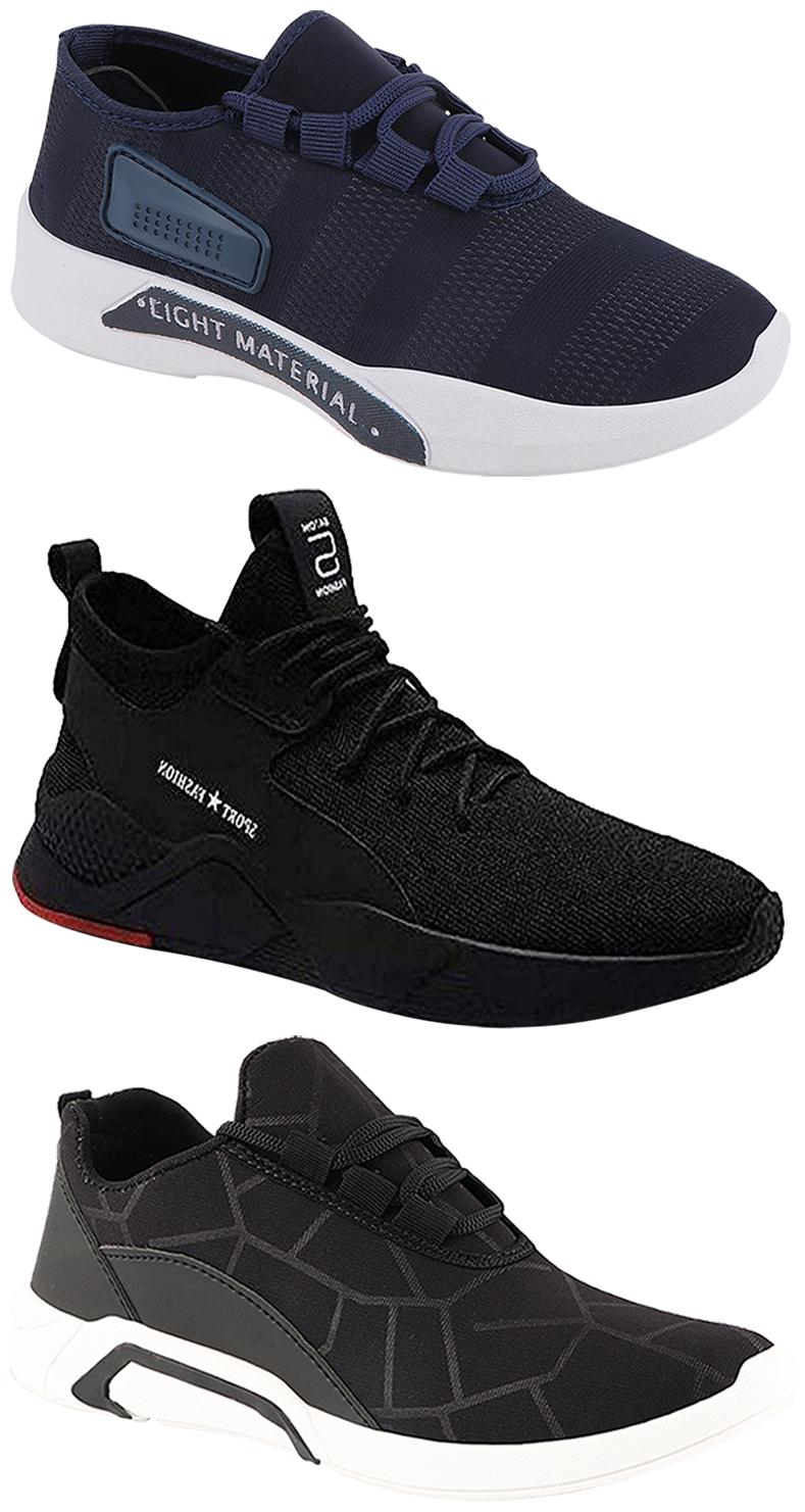 

Birde Men Multicolor Mesh Canvas Casual Sports Sneakers Runnning Shoes for Men s Boy s - UK9 (Combo of 3)