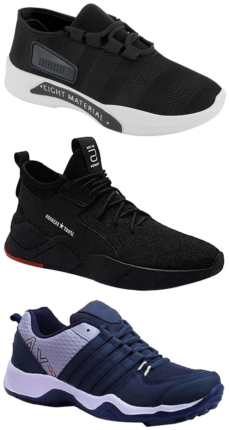 

Birde Men Multicolor Mesh Canvas Casual Sports Sneakers Runnning Shoes for Men s Boy s - UK10 (Combo of 3)