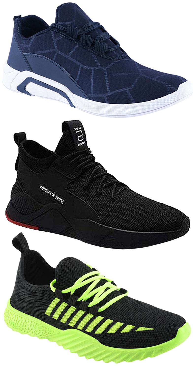 

Birde Men Multicolor Mesh Canvas Casual Sports Sneakers Runnning Shoes for Men s Boy s - UK6 (Combo of 3)