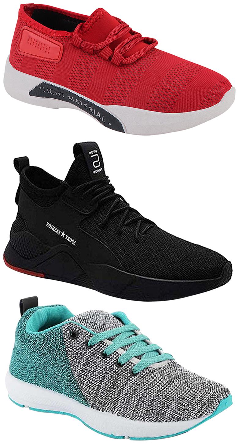 

Birde Men Multicolor Mesh Canvas Casual Sports Sneakers Runnning Shoes for Men s Boy s - UK10 (Combo of 3)