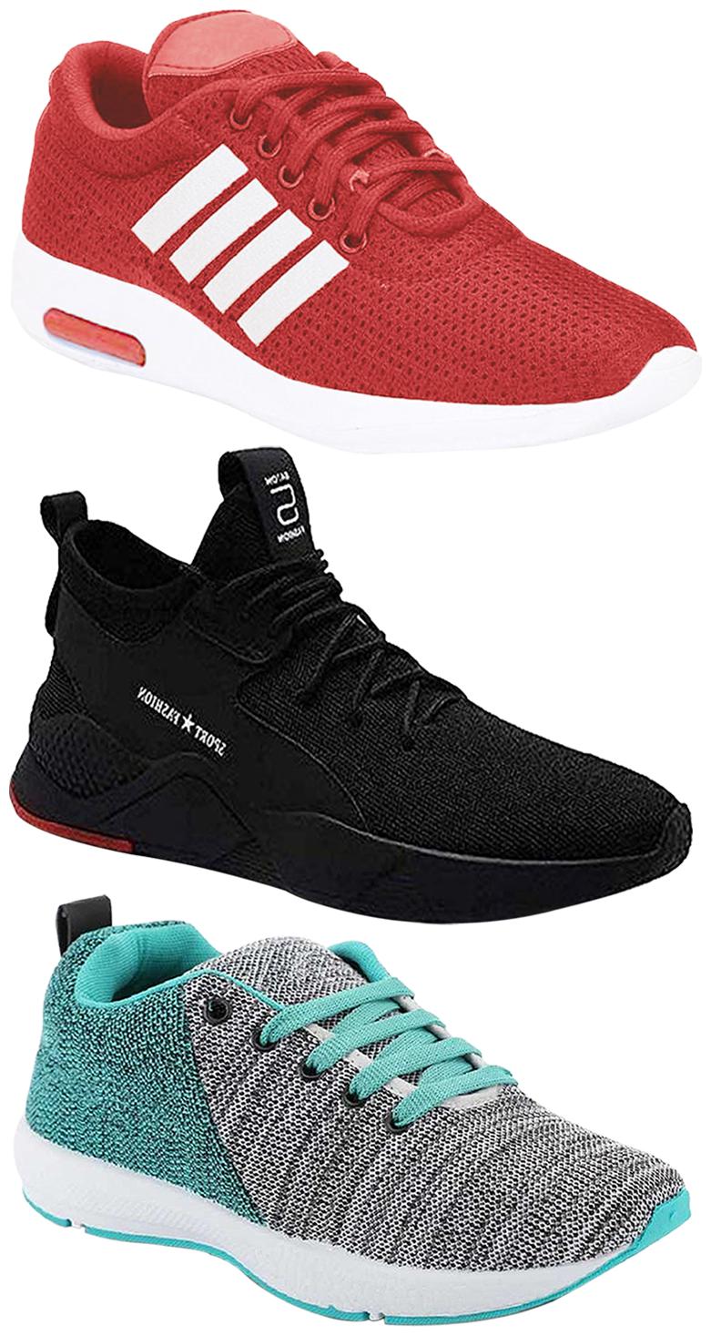 

Birde Men Multicolor Mesh Canvas Casual Sports Sneakers Runnning Shoes for Men s Boy s - UK6 (Combo of 3)