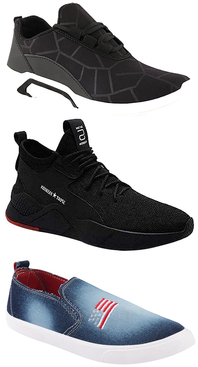 

Birde Men Multicolor Mesh Canvas Casual Sports Sneakers Runnning Shoes for Men s Boy s - UK8 (Combo of 3)