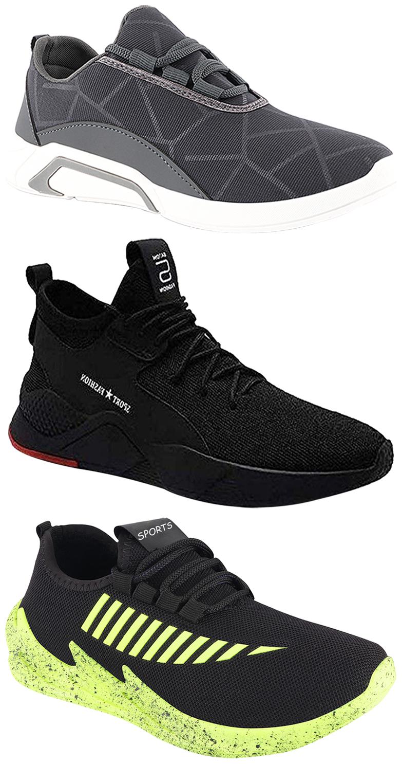 

Birde Men Multicolor Mesh Canvas Casual Sports Sneakers Runnning Shoes for Men s Boy s - UK8 (Combo of 3)