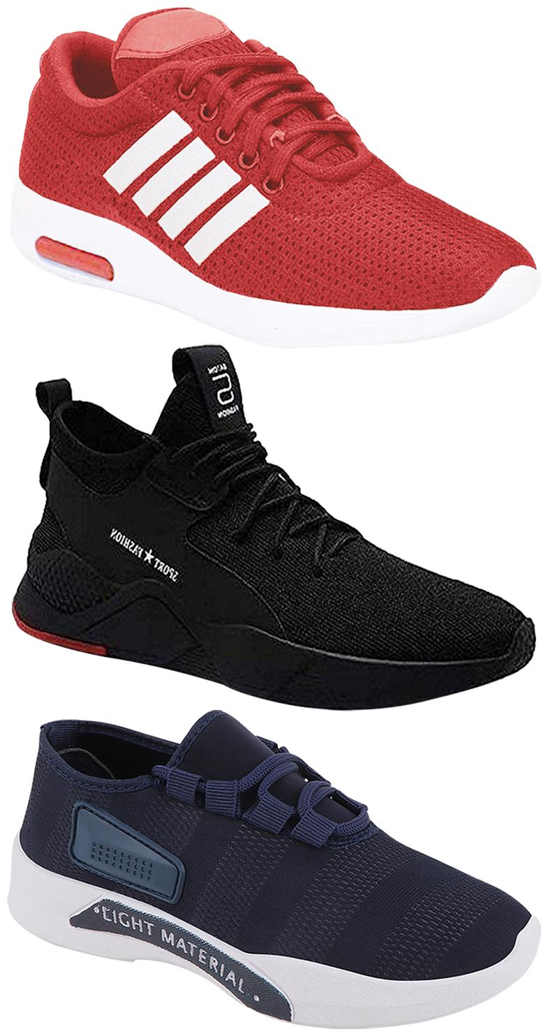 

Birde Men Multicolor Mesh Canvas Casual Sports Sneakers Runnning Shoes for Men s Boy s - UK7 (Combo of 3)